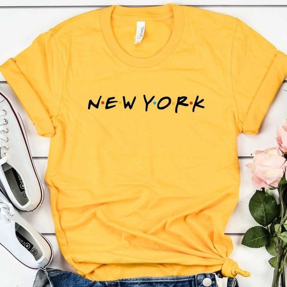 T-Shirt Addicts Tops - New York (Friends Font) T-Shirt